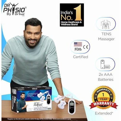 Dr Physio Electrical Nerve Stimulation Pulse Massager Digital Massage Machine For Body Blood Circulation (White)