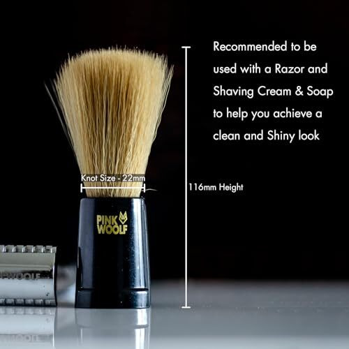 Pink Woolf Soft Bristles Shaving Brush For Men | Engineered Black Plastic Handle | Vegan Friendly Shave Brushes | 22Mm Knot |Velvet Soft Feel For Wet Shaving