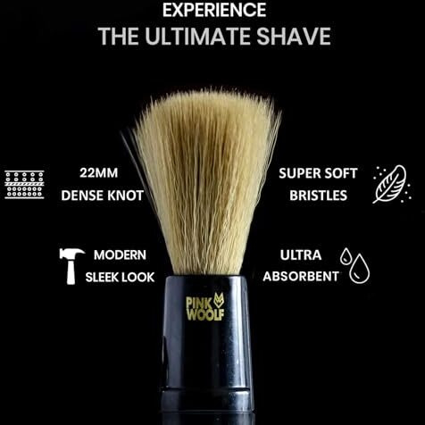 Pink Woolf Soft Bristles Shaving Brush For Men | Engineered Black Plastic Handle | Vegan Friendly Shave Brushes | 22Mm Knot |Velvet Soft Feel For Wet Shaving