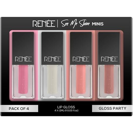 Renee See Me Shine Minis Gloss Party Lip Gloss Combo 1Ml Each, Non Sticky & Non Drying Formula, Long Lasting Moisturizing Effect, Compact And Easy To Carry