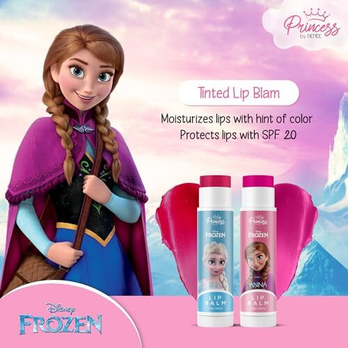 Disney Frozen Princess By Renee Tinted Lip Balm Combo Of 2 Red & Pink Shade 8 Gm, Moisturizes, Nourishes, Heals & Protects With Spf 20 | Enriched With Shea Butter, Vitamin E & Strawberry Extract