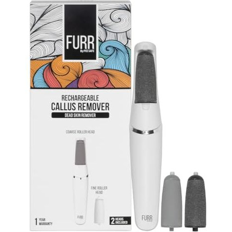 Furr Rechargeable Callus Remover For Feet | Foot Scrubber For Dead Skin | 2 Speed Modes | 2 Roller Heads For Scrubbing & Exfoliation | 1 Year Warranty | 1 Hour Batter Life | Water Resistant