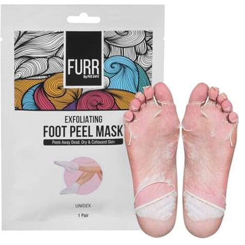 Furr Glycolic Acid & Salicylic Acid Peeling & Exfoliating Foot Mask | Reduces Dry Skin & Hard Calluses| Exfoliates,Moisturizes & Hydrates Feet | Nourishing Foot Mask | Fits Like Socks | Unisex