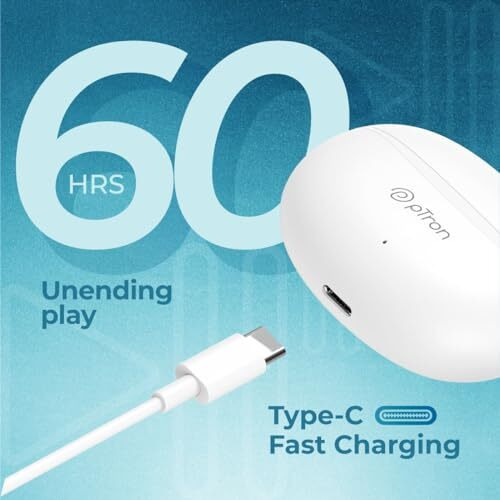 Ptron Basspods P481 Tws Earbuds With Trutalk Ai-Enc Calls, 60H Playtime, Movie/Music Modes, Deep Bass, In-Ear Bluetooth V5.3 Wireless Headphones, Touch Control, Type C Fast Charging & Ipx4 (White)