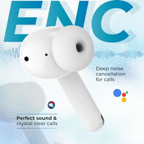 Ptron Basspods P481 Tws Earbuds With Trutalk Ai-Enc Calls, 60H Playtime, Movie/Music Modes, Deep Bass, In-Ear Bluetooth V5.3 Wireless Headphones, Touch Control, Type C Fast Charging & Ipx4 (White)