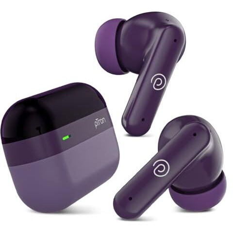 Ptron Newly Launched Zenbuds 1 Anc Earbuds, 28Db Active Noise Cancellation Tws, Quad Mic Trutalk Enc Calls, 60Hrs Playtime, 45Ms Game/Movie Mode & In-Ear Bluetooth 5.3 Wireless Headphones (Purple)