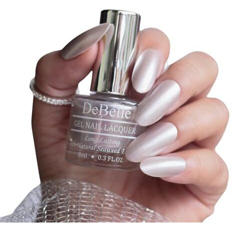 Debelle Mermaid Collection (Chrome Finish Iridescent Nail Polish Shades) 8Ml (Little Mermaid, 8Ml (Pack Of 1)),Metallic Pearl Pink With Silver