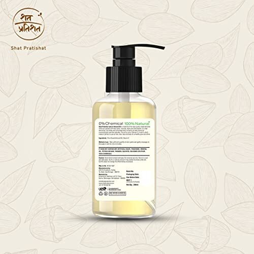 Shat Pratishat-Pure Sweet Almond Oil | Cold-Pressed, Virgin Grade, Organic Oil | Natural Nourishment For Hair, Face, Skin & Massage | No Artificial Colour Or Fragrance | 120 Ml