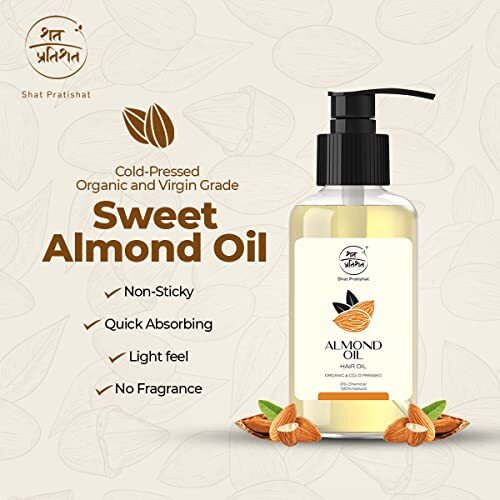Shat Pratishat-Pure Sweet Almond Oil | Cold-Pressed, Virgin Grade, Organic Oil | Natural Nourishment For Hair, Face, Skin & Massage | No Artificial Colour Or Fragrance | 120 Ml