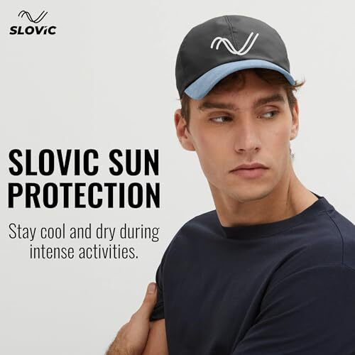 Slovic Cap For Men Stylish | Unisex Cap With Adjutsable Straps | Summer Caps For Men & All Sports - Cricket, Football | Comfortable Fit Baseball Caps For Mens & Boys | Free Size | Black