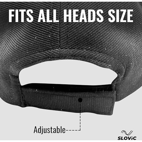 Slovic Cap For Men Stylish | Unisex Cap With Adjutsable Straps | Summer Caps For Men & All Sports - Cricket, Football | Comfortable Fit Baseball Caps For Mens & Boys | Free Size | Black