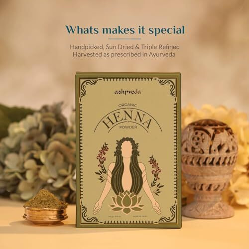 Ashpveda Organic Henna Powder Hair Colour - Triple Refined, Sun Dried, Natural & Herbal Premium Henna Powder With Shikakai And Bhringraj | No Ammonia, No Chemical | Nourishes Hair And Scalp (100 Gm)