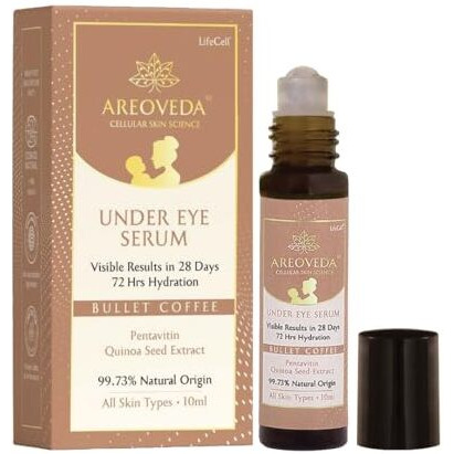 Areoveda Roll-On Cryocoffee Under Eye Gel Serum (10Ml) With Pentavitin & Quinoa Seed Extract - Reduces Dark Circles, Puffiness & Wrinkles I Visible Results In 28 Days, 72 Hrs Hydration I For Women & Men