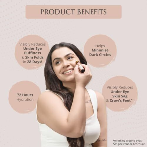 Areoveda Roll-On Cryocoffee Under Eye Gel Serum (10Ml) With Pentavitin & Quinoa Seed Extract - Reduces Dark Circles, Puffiness & Wrinkles I Visible Results In 28 Days, 72 Hrs Hydration I For Women & Men