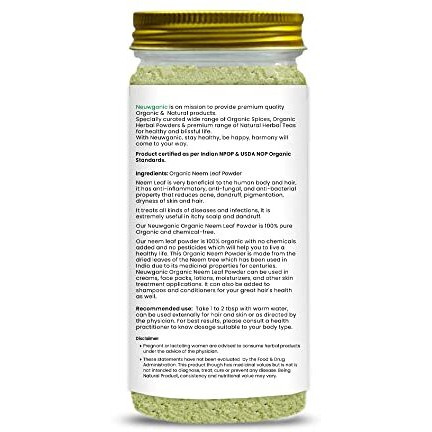 Neuwganic - Organic Neem Leaf Powder - Neem Powder For Face Pack, Eating, Hair & Skin Care - 200 Gm - Pack Of 1