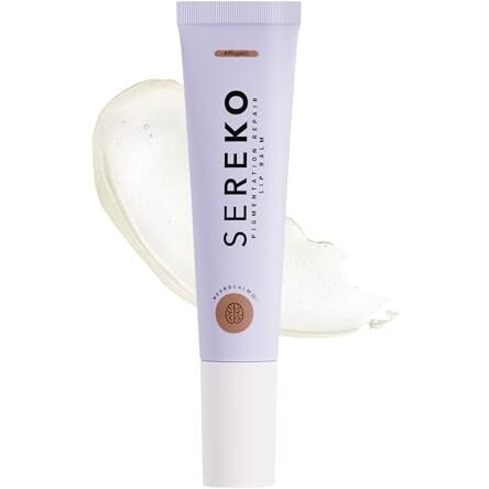 Sereko Pigmentation Repair Lip Balm For Dark Lips With Kojic Acid, Vitamin C & Mango Seed Butter | Brightens Dark & Discoloration Lips, 24H Hydration, Lock Moisture | For Women & Men | Affogato - 8Gm