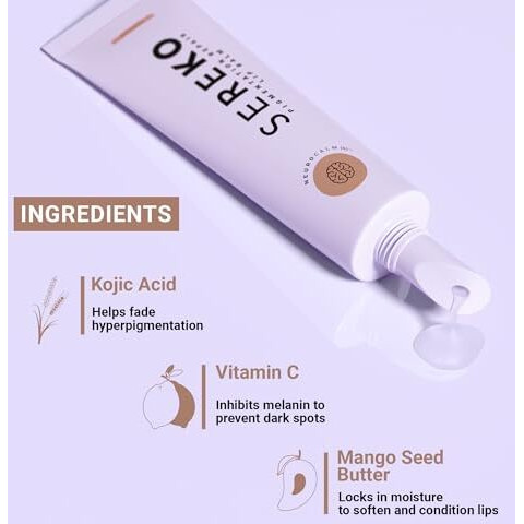 Sereko Pigmentation Repair Lip Balm For Dark Lips With Kojic Acid, Vitamin C & Mango Seed Butter | Brightens Dark & Discoloration Lips, 24H Hydration, Lock Moisture | For Women & Men | Affogato - 8Gm