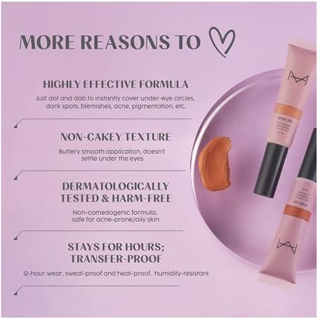 House Of Makeup Peach Colour Corrector For Face Makeup|Crease-Free|Hydrating Pro Concealer/Colour Corrector For Dark Circles|Eye Underside & Inside Concealer|All Skin Type|12 Ml, Full, Matte, Cream