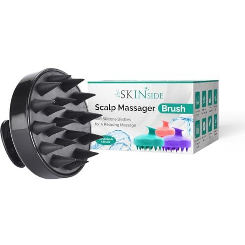 Skinside Hair Scalp Massager For Hair Growth | Shampoo Brush Scrubber | Scalp Exfoliator | Oil Brush | Super Soft Silicone Bristles | Prevents Dandruff & Hair Loss (Regular|Any Color)