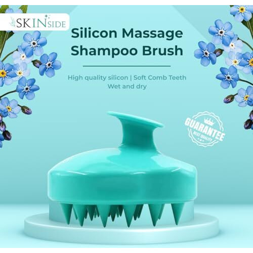 Skinside Hair Scalp Massager For Hair Growth | Shampoo Brush Scrubber | Scalp Exfoliator | Oil Brush | Super Soft Silicone Bristles | Prevents Dandruff & Hair Loss (Regular|Any Color)