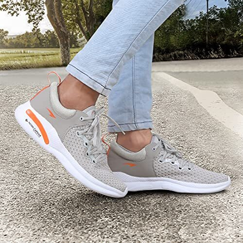 Asian Creta-12 Running Shoes With Breathable Knitted Upper Gym,Training For Men & Boy's Grey - 8 Uk