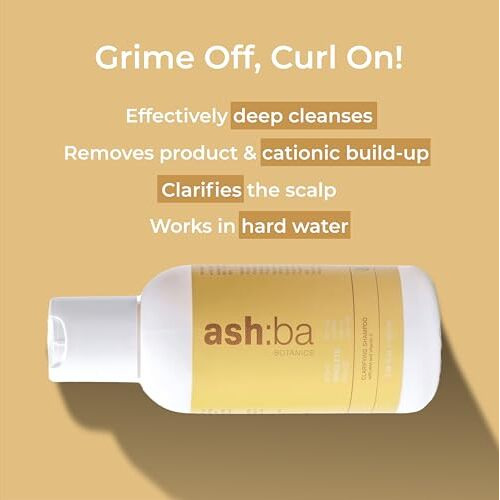 Ashba Botanics Clarifying Shampoo For Women & Men With Curly & Wavy Hair | Hard Water Expert To Deeply Cleanse, Remove Buildup & Exfoliate Scalp | With Vitamin C & Natural Ahas | Sulphate Free 100 Ml