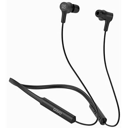 Govo Gokixx610 Wireless Bluetooth Neckband In Ear Earphone With Mic, 9H Playtime, Magnetic Earbuds, Integrated Controls, Type C Charging & Lightweight Design (Platinum Black)