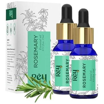 Rey Naturals Rosemary Essential Oil | Rosemary Oil For Hair Growth | Good For Skin, Body And Shiny Soft Hair | Pure & Non Greasy | Hair Fall Control & Hair Growth Oil For Women & Men - 15Ml