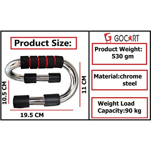 Gocart With G Logo Push Up Bar Home Gym Exercise Fitness Equipment (S-Shap)