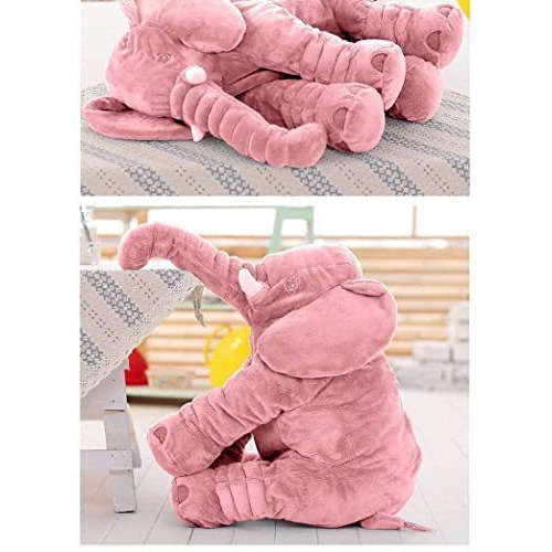 Babify Big Size Fibre Filled Stuffed Animal Elephant Baby Plush Material Hugging Pillow For Toddlers (60 Cm, Pink) - 1 Year Above