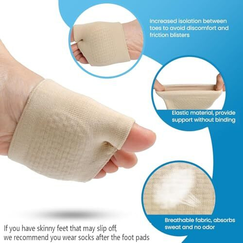 Belanto Metatarsal Pad For Women And Men, Forefoot Pad For Pain Relief, Hallux Valgus For Bunion Forefoot Gel Sleeve Pads, Comfortable & Breathable Ball Of Foot Cushions Pads For High Heels (1 Pair) Beige