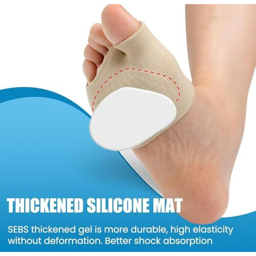 Belanto Metatarsal Pad For Women And Men, Forefoot Pad For Pain Relief, Hallux Valgus For Bunion Forefoot Gel Sleeve Pads, Comfortable & Breathable Ball Of Foot Cushions Pads For High Heels (1 Pair) Beige