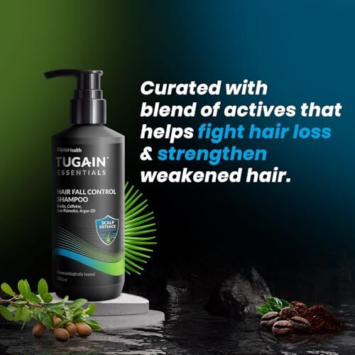 Tugain Essentials Hair Fall Control Shampoo | With Biotin, Caffeine And Argan Oil For Stronger & Thicker Hair | For Men & Women - 200Ml