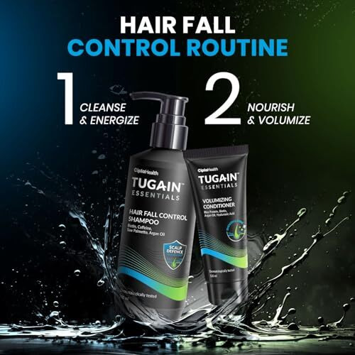 Tugain Essentials Hair Fall Control Shampoo | With Biotin, Caffeine And Argan Oil For Stronger & Thicker Hair | For Men & Women - 200Ml
