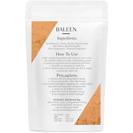 Baleen Bikini Wax P-Owder Women | Wax Powder For Hair Removal With Ubtan & Sandalwood, Painless Hair Remover Herbal Wax Powder For Women, No Harmful Chemicals , No Irritation, No Skin Rashes - 120 Gm (Pack Of 1)