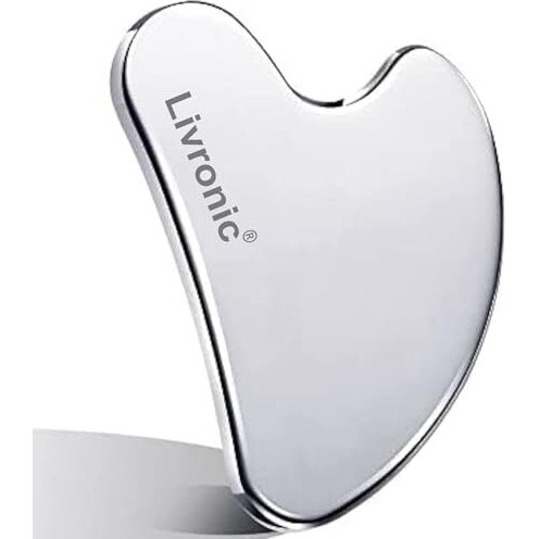Livronic Premium Ss Gua Sha Tool For Face | 100% 304 Stainless Steel Gua Sha | Facial Tools Metal Gua Sha | Tighten Skin Care Tools | Beauty Tool For Body Eyes Neck Massager Lymphatic Drainage, Sculpting & Neck Massage (Heart Shape)