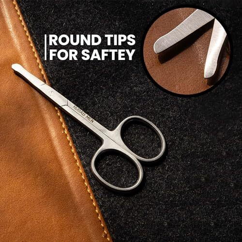 Rubab Men Nasal Safety Personal Grooming Scissor For Nose Hair, Beard, Mustache And Eyebrow | Safety Blunt Round Tip & Heavy Duty Non Rusting Ss Metal | Travel Friendly