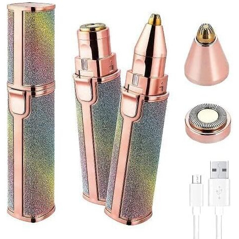 Vominn 2-In-1 Rechargeable Eyebrow Trimmer, Epilator For Women, Facial Hair Removal Machine For Women,Face, Lips, Nose Hair Remover Trimmer With Light(Rainbow Color)