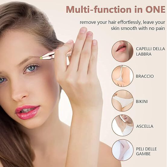 Vominn 2-In-1 Rechargeable Eyebrow Trimmer, Epilator For Women, Facial Hair Removal Machine For Women,Face, Lips, Nose Hair Remover Trimmer With Light(Rainbow Color)