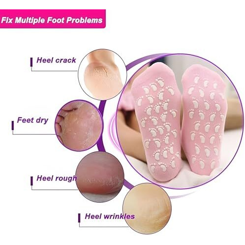 Unidsc Moisturizing Silicone Gel Socks For Dry Feet Repair Deep Hydration For Cracked Skin Ultimate Foot Care Treatment For Soft & Revives Feet Overnight (Pack 1)