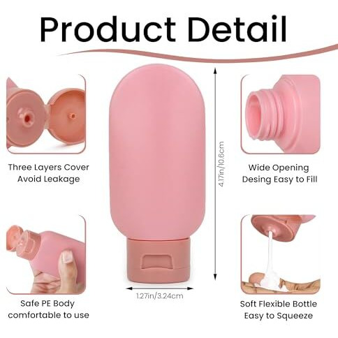 Niwlix Pack Of 3 Travel Bottles For Toiletries - Essentials For Women's Shampoo, Cream, Handwash, Lotion Storage - Toiletry Accessories