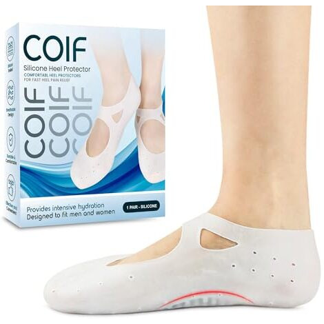Coif Professional Moisturizing Silicone Gel Socks With Arch Support, One Size Dry Crack Feet Treatment For Women Or Men, Hydrating Spa Socks For Dry Feet Heel Repair, One Reusable Pair, White