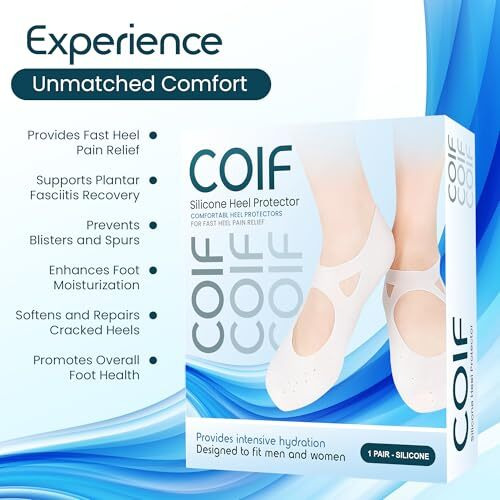 Coif Professional Moisturizing Silicone Gel Socks With Arch Support, One Size Dry Crack Feet Treatment For Women Or Men, Hydrating Spa Socks For Dry Feet Heel Repair, One Reusable Pair, White