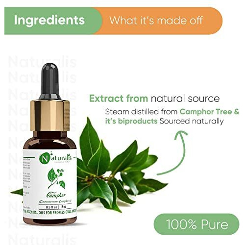 Naturalis Camphor Oil For Skin & Hair Care - Pure Therapeutic Grade Camphor Oil For Bath, Diffuser & Aromatherapy - 15Ml