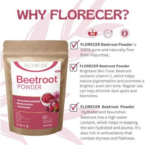 Florecer Organic Beetroot Powder For Face, Skin & Hair And Lips- 100 Gram