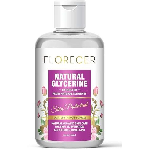 Florecerglycerine For Face |100% Pure & Natural Glycerine Liquid For Face, Beauty And Skin Care | Pure & Unscented Glycerine - Pharmaceutical Grade, 100% Vegan, Hypoallergenic (100 Gram)