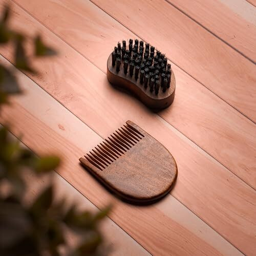 Rubab Men Premium Beard Brush & Beard Comb Combo Kit Of 2 For Men | Nylon Bristles Beard Brush & Classic Wooden Beard Comb | Also Comes With Cool Carry Pouch | Made In India