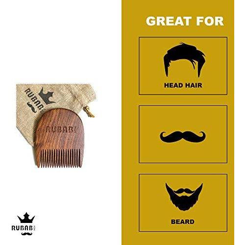Rubab Men Premium Beard Brush & Beard Comb Combo Kit Of 2 For Men | Nylon Bristles Beard Brush & Classic Wooden Beard Comb | Also Comes With Cool Carry Pouch | Made In India