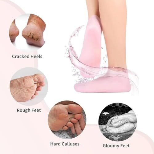 Knh Mart Cracked Heels Moisturizer Silicon Socks For Women, Moisturizing Gel Socks, Spa Pedicure Socks, Silicone Socks For Cracked Feet, Foot Care, Soft Heel Protector, Reusable Waterproof Socks (1 Pair)