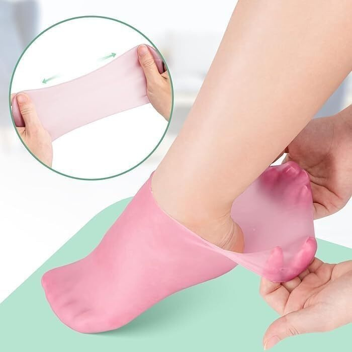 Knh Mart Cracked Heels Moisturizer Silicon Socks For Women, Moisturizing Gel Socks, Spa Pedicure Socks, Silicone Socks For Cracked Feet, Foot Care, Soft Heel Protector, Reusable Waterproof Socks (1 Pair)